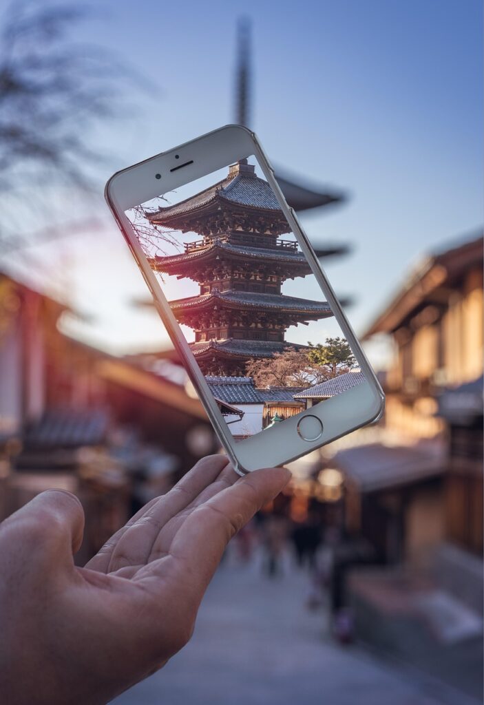 phone, iphone, temple, japan, tokyo, sunset, travel, picture, nature, dream catcher