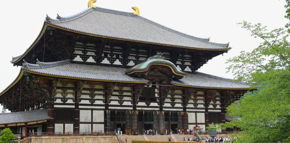 Stunning view of the Todaiji Temple, an iconic historic landmark in Nara, Japan.